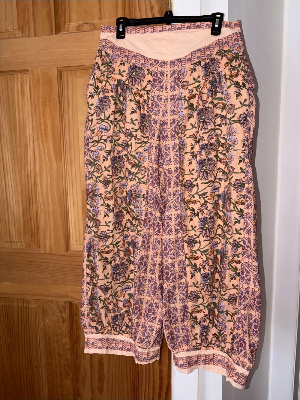 Peach Floral Printed Wide Leg Pants